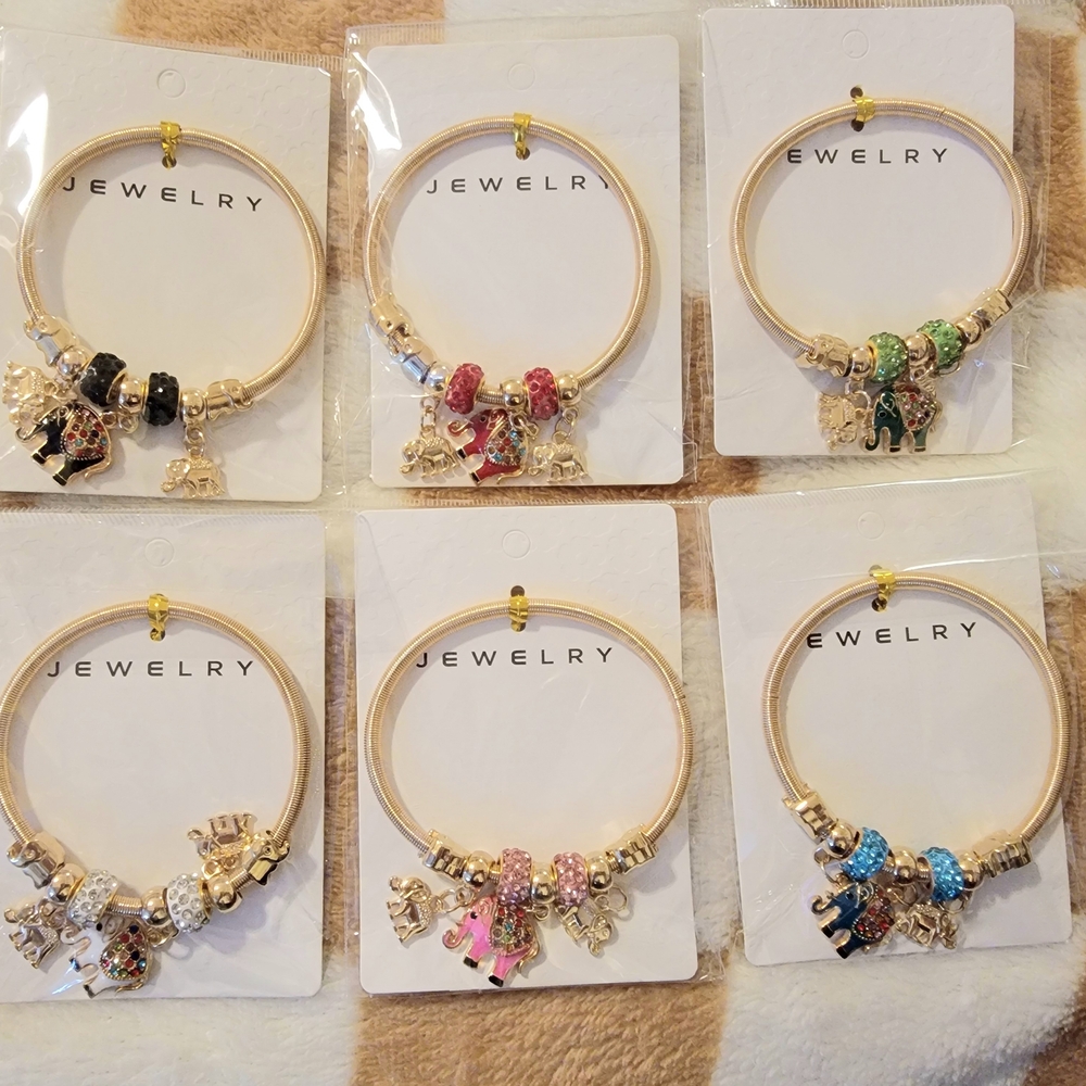 Elegant Gold Or Silver Charm Stretch Bracelets